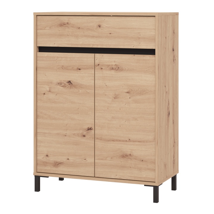 Skrinka na topánky FLANNAN I dub artisan/matná čierna 1