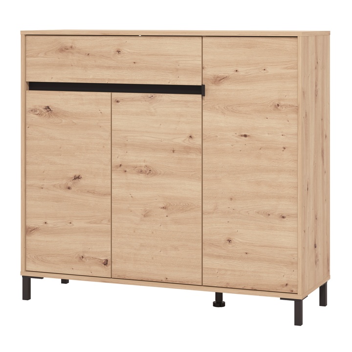 Skrinka na topánky FLANNAN II dub artisan/matná čierna 1