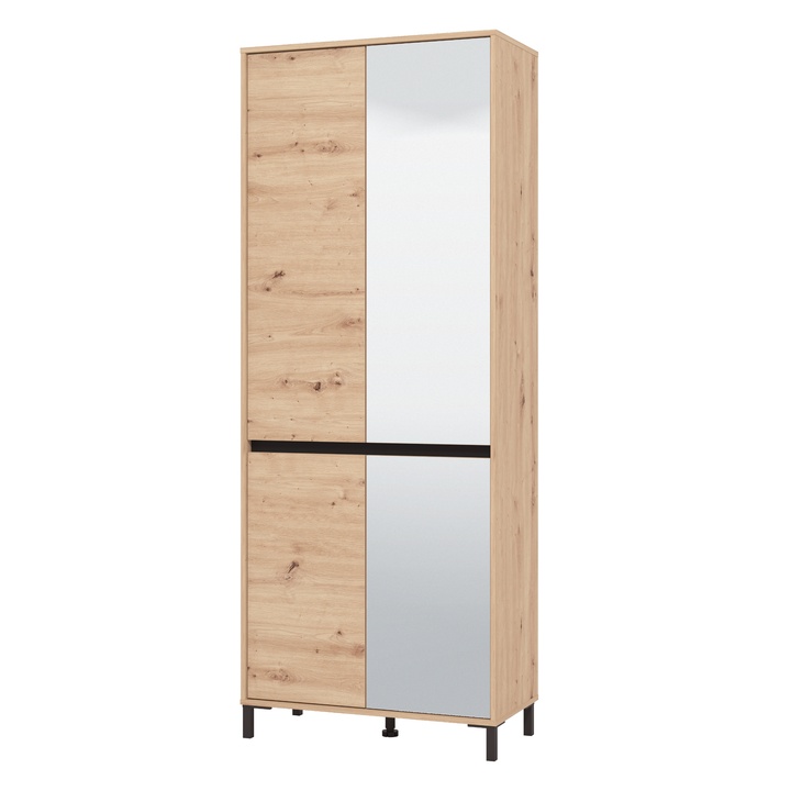 Skrinka na topánky FLANNAN IV dub artisan/matná čierna 1