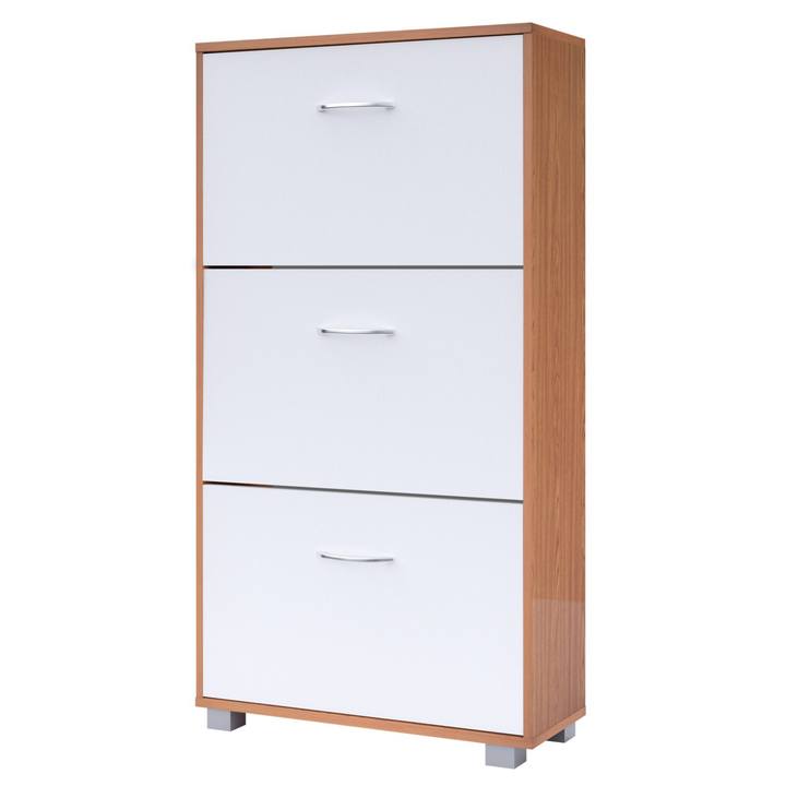 Skrinka na topánky FLAPS biela/buk 1