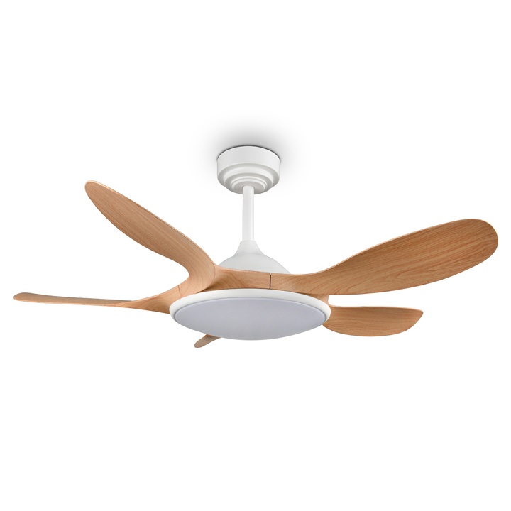 Stropné LED svietidlo s ventilátorom FLEN biela/prírodná 1