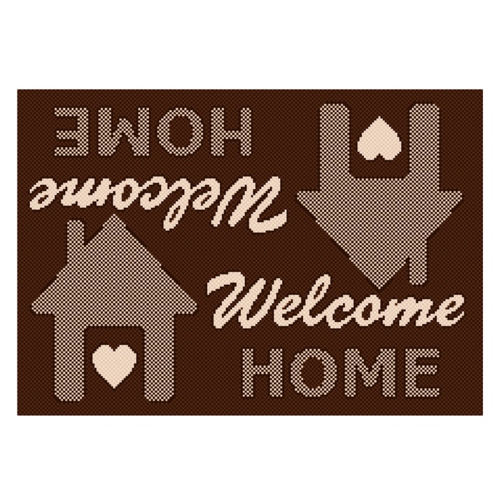 Rohožka FLEX hnedá s domčekmi 1