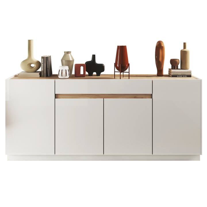 Komoda FONTOSY 5 biela lesklá/dub 1