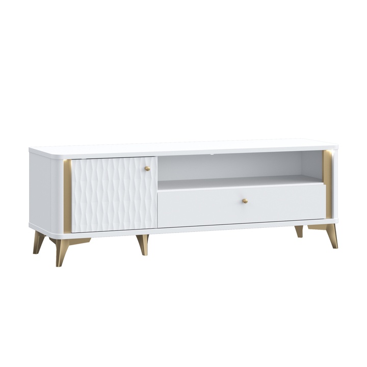TV komoda FORREST HILLS biela/zlatá, šírka 141 cm 1
