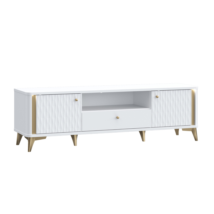 TV komoda FORREST HILLS biela/zlatá, šírka 161 cm 1