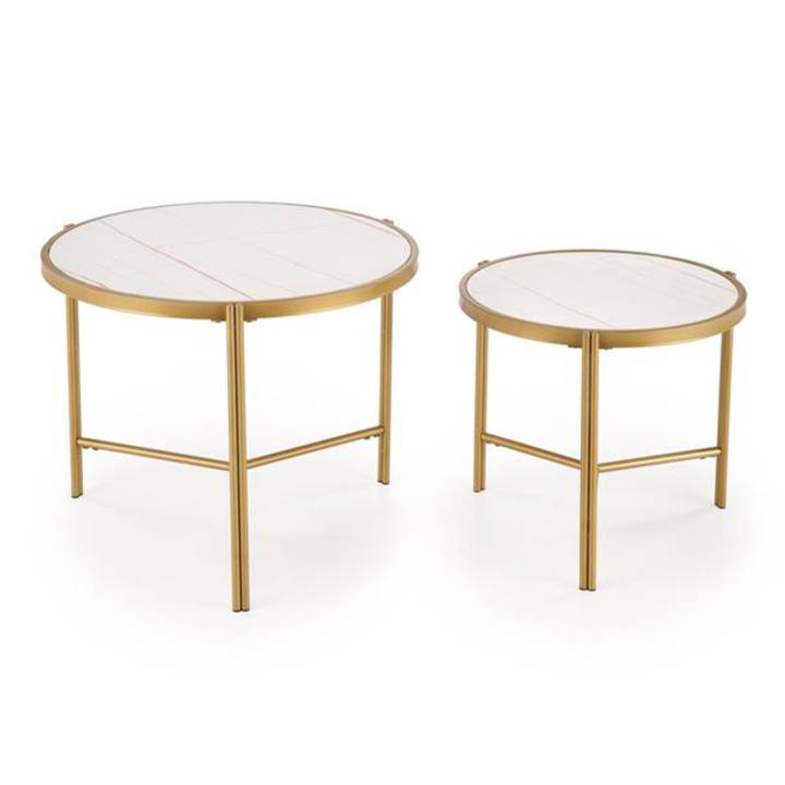 Sada konferenčných stolíkov FOTAMO biela/zlatá 1