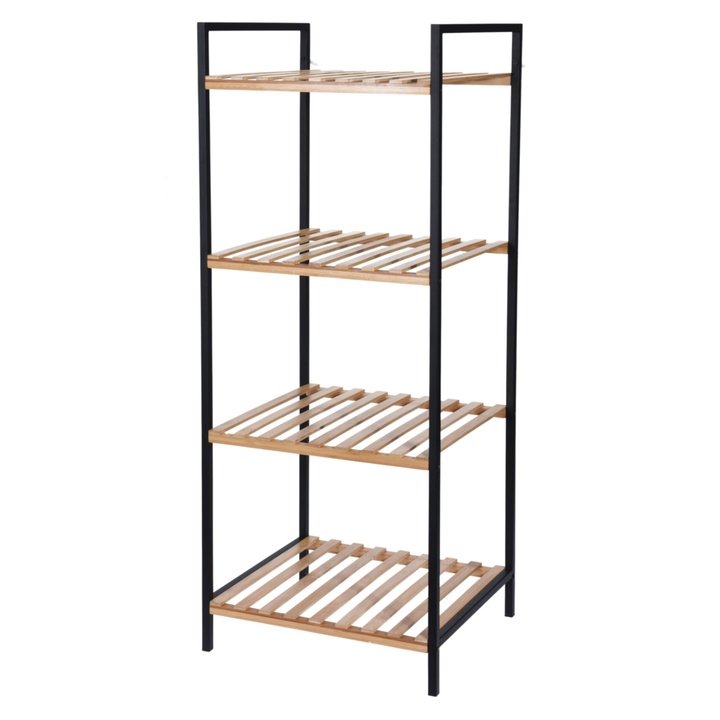 Regál FOX bambus/čierna, výška 95 cm 1