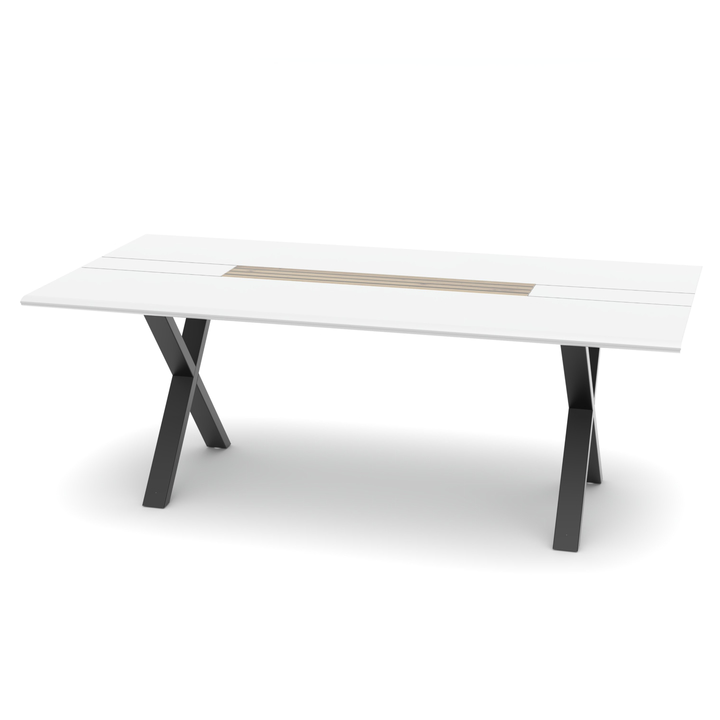 Jedálenský stôl FRESNO biela/čierna, X-konštrukcia, šírka 210 cm 1