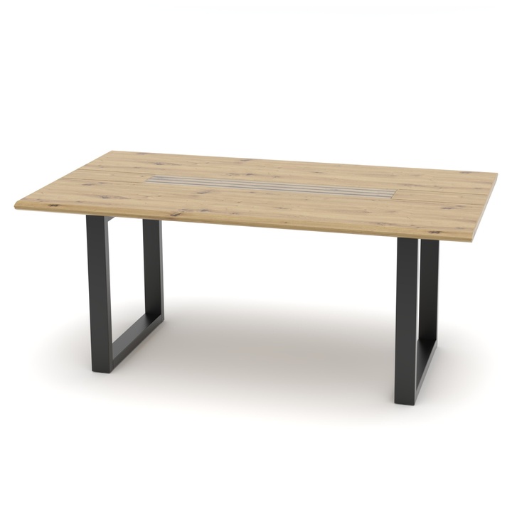 Jedálenský stôl FRESNO dub artisan/čierna, U-konštrukcia, šírka 180 cm 1