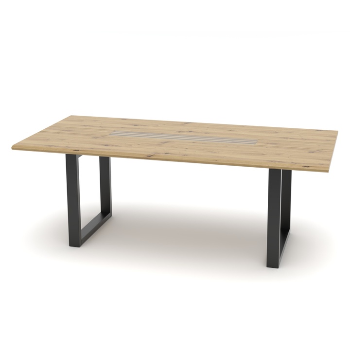 Jedálenský stôl FRESNO dub artisan/čierna, U-konštrukcia, šírka 210 cm 1