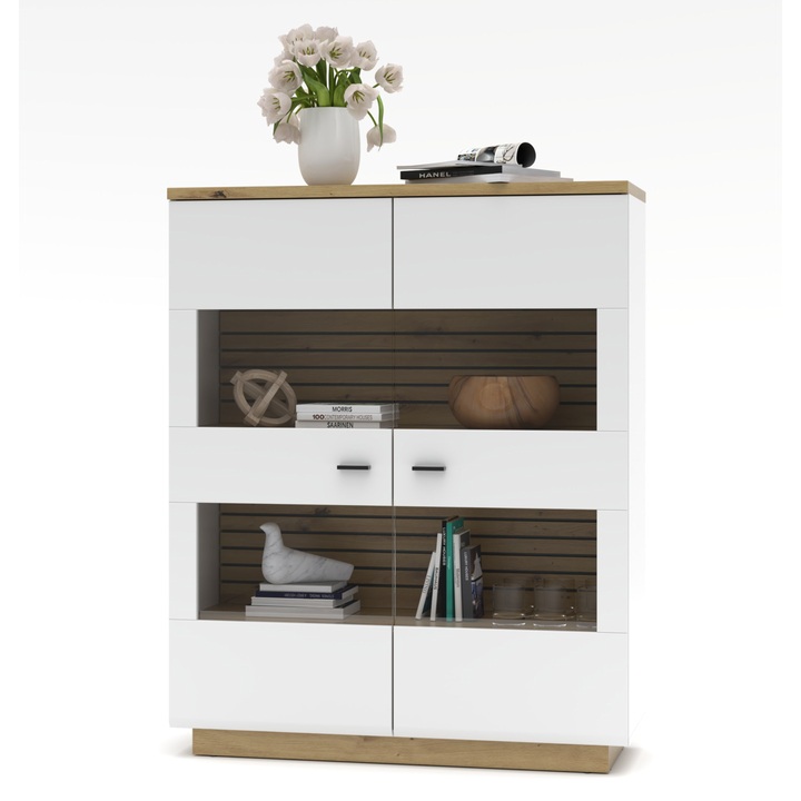 Skrinka FRESNO matná biela/dub artisan 1