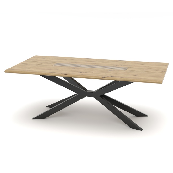 Jedálenský stôl FRESNO dub artisan/čierna, prekrížené nohy, šírka 210 cm 1