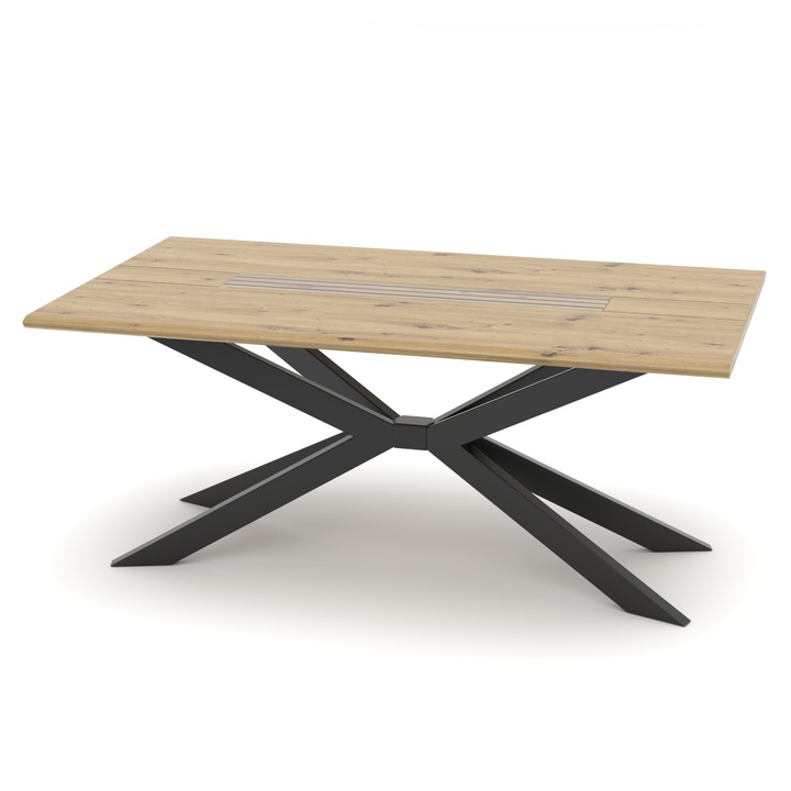 Jedálenský stôl FRESNO dub artisan/čierna, prekrížené nohy, šírka 180 cm 1