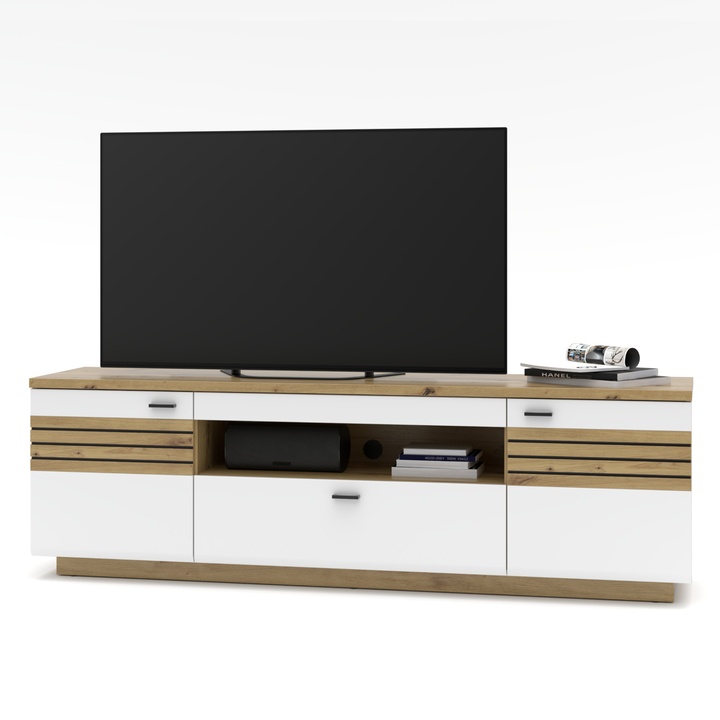 TV stolík FRESNO biela/dub artisan 1