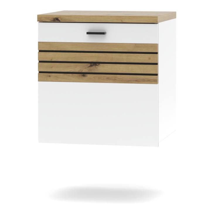 Závesná komoda FRESNO biela/dub artisan, ľavá/pravá, šírka 50 cm 1