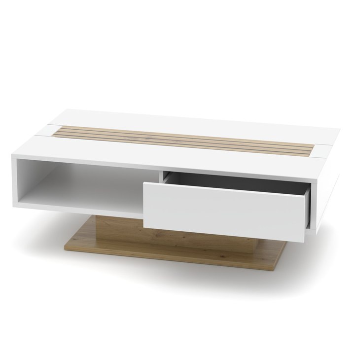 Konferenčný stolík FRESNO matná biela/dub artisan 1