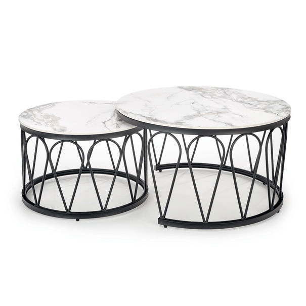 Konferenčný stolík FURMUSO biely mramor/čierna, sada 2 ks 1