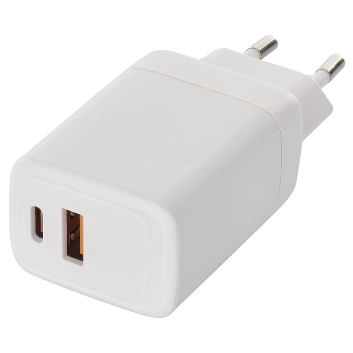 USB adaptér GAN biela, 1x USB-A, 1x USB-C, 45W 1