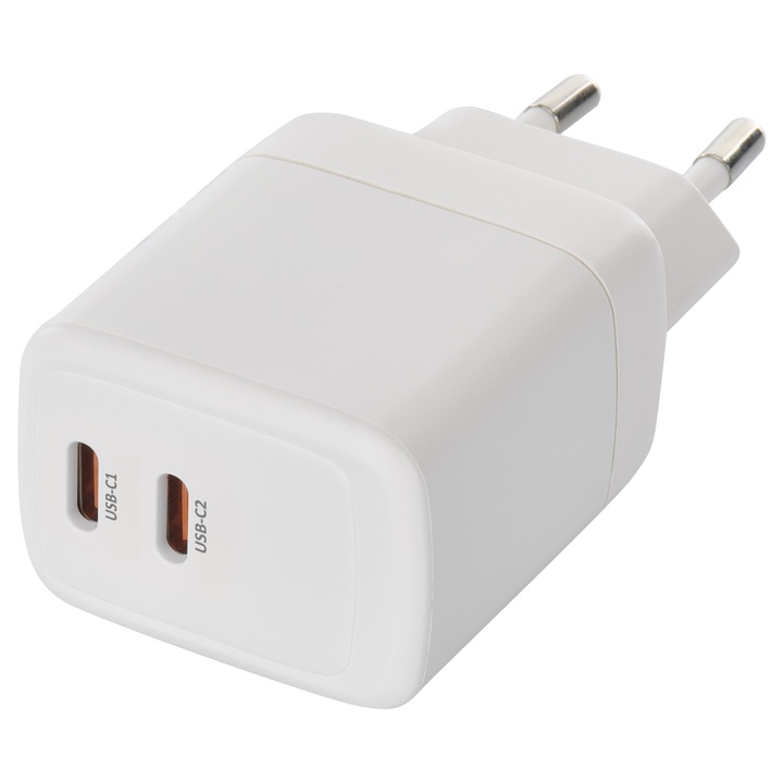 USB adaptér GAN biela, 2x USB-C, 35W 1