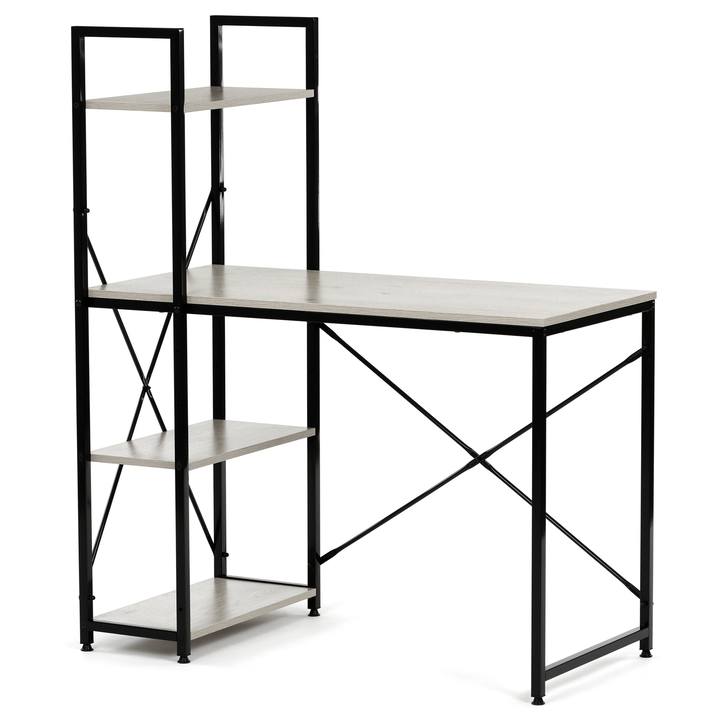 Písací stôl GENESIS čierny kov/bielený dub 1