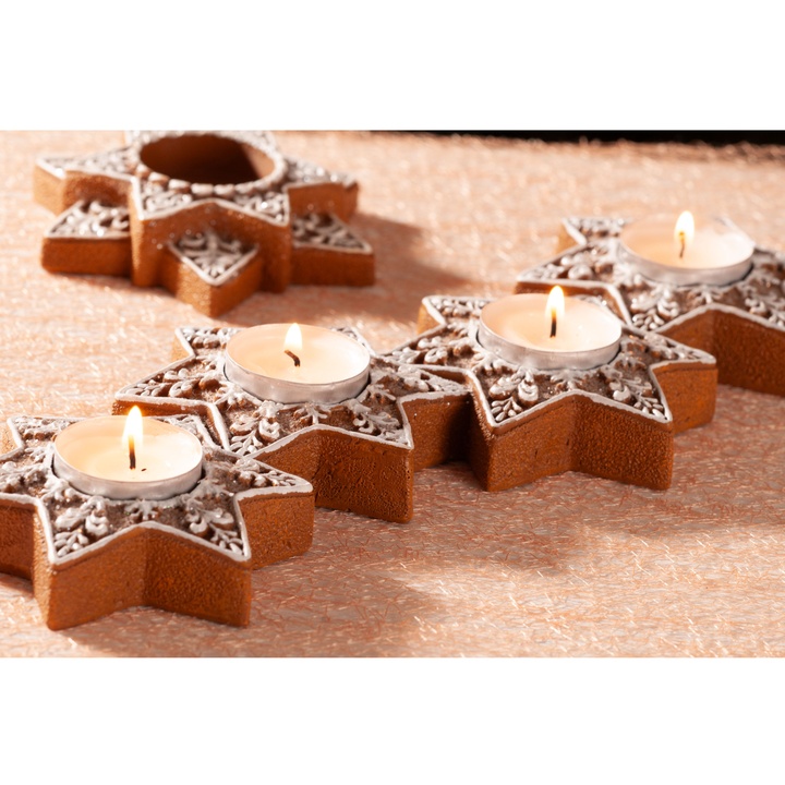 Perníkový svietnik GINGERBREAD hnedá/živica, šírka 31 cm 1