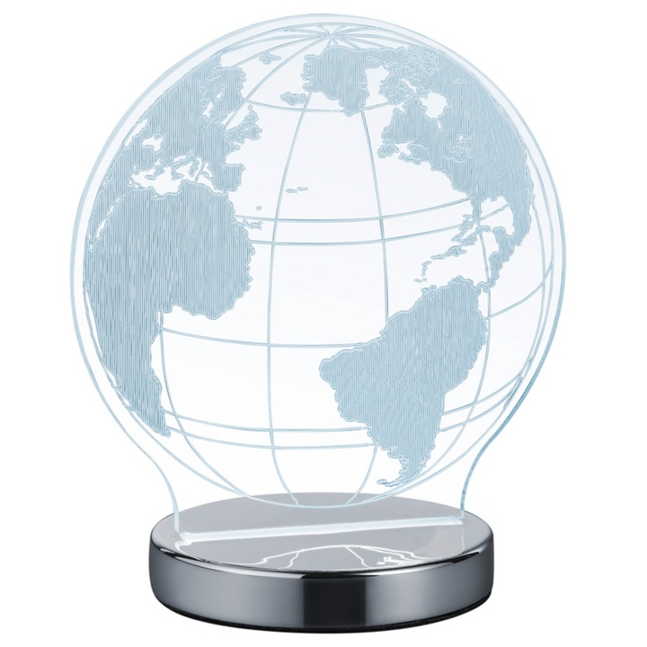 Stolná 3D LED lampa GLOBE chróm 1