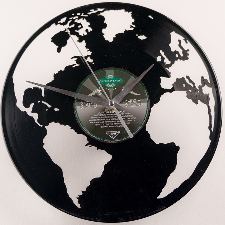 Vinylové nástenné hodiny GLOBE čierna, ⌀ 30 cm 1