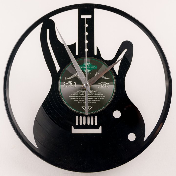 Vinylové nástenné hodiny GUITAR čierna, ⌀ 30 cm 1