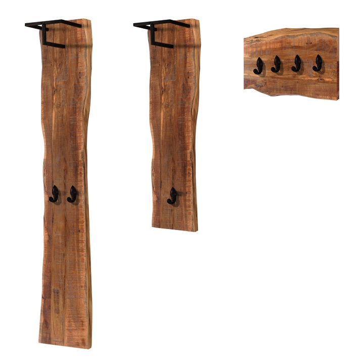 Sada nástenných vešiakov GURU FOREST akácia/kov 1