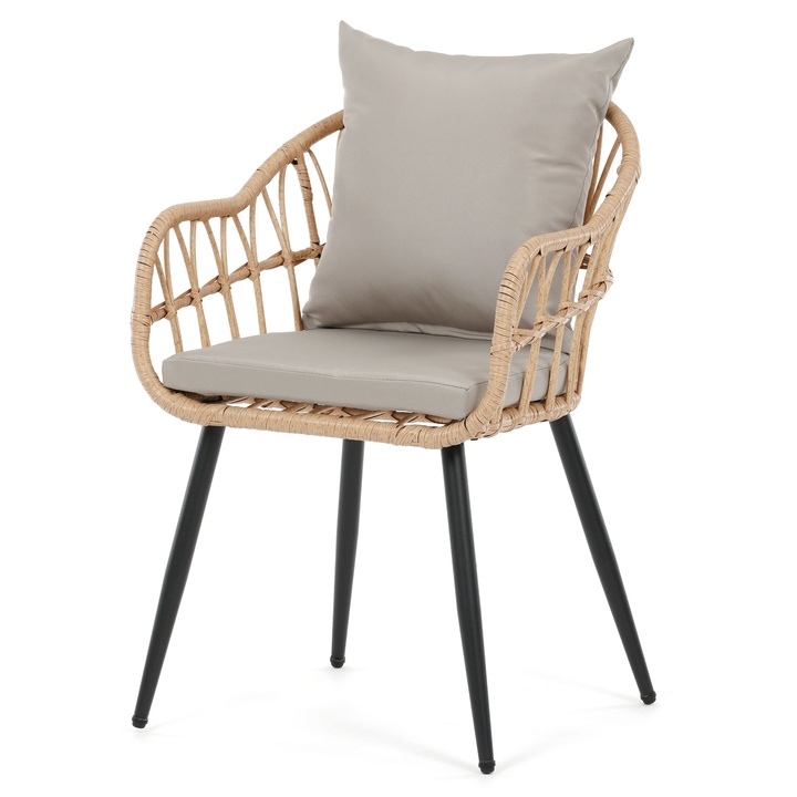 Záhradná stolička HAFRAN čierna/prírodná 1