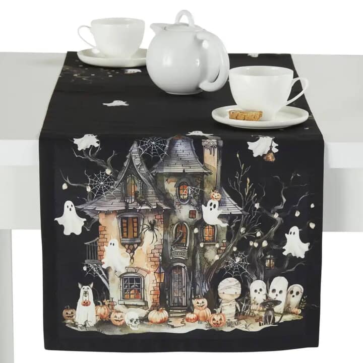Behúň na stôl HALLOWEENSKY DOM čierna, 37x140 cm 1
