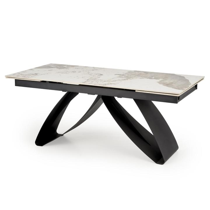 Jedálenský stôl HALORAU biely mramor/čierna 1