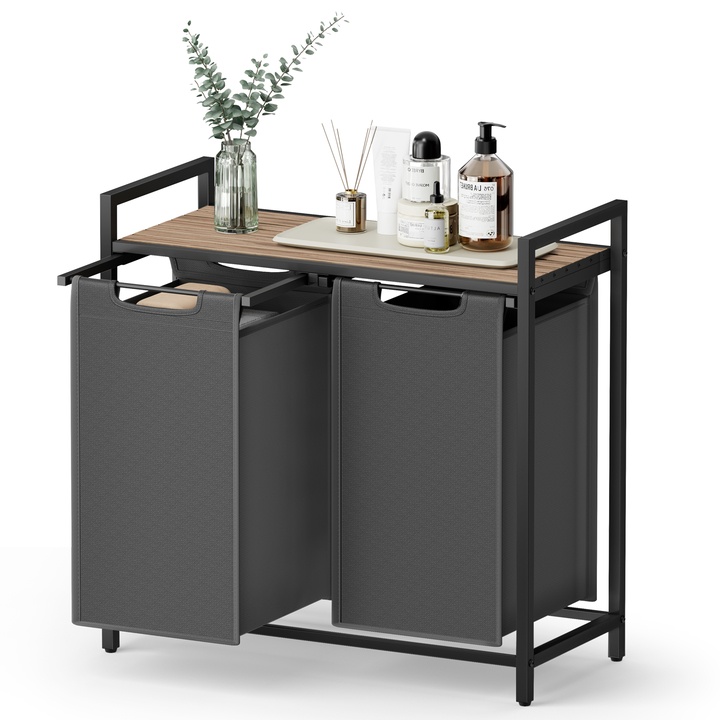 Kôš na bielizeň HAMPER sivá/svetlohnedá 1