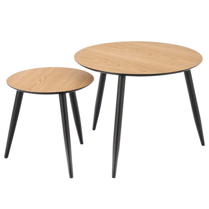 Sada 2 ks prístavných stolíkov HARMONIA dub zlatý/čierna 1