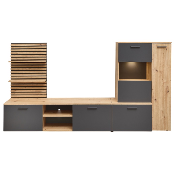 Obývacia stena HEATHROW dub artisan/antracitová 1