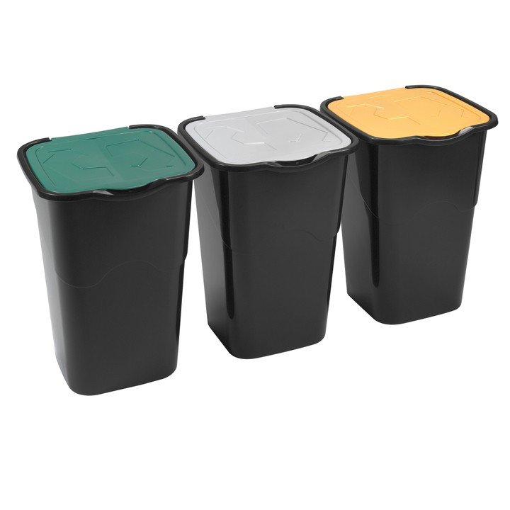 Súprava košov na triedený odpad HEIDRUN čierna, 3x50 L 1