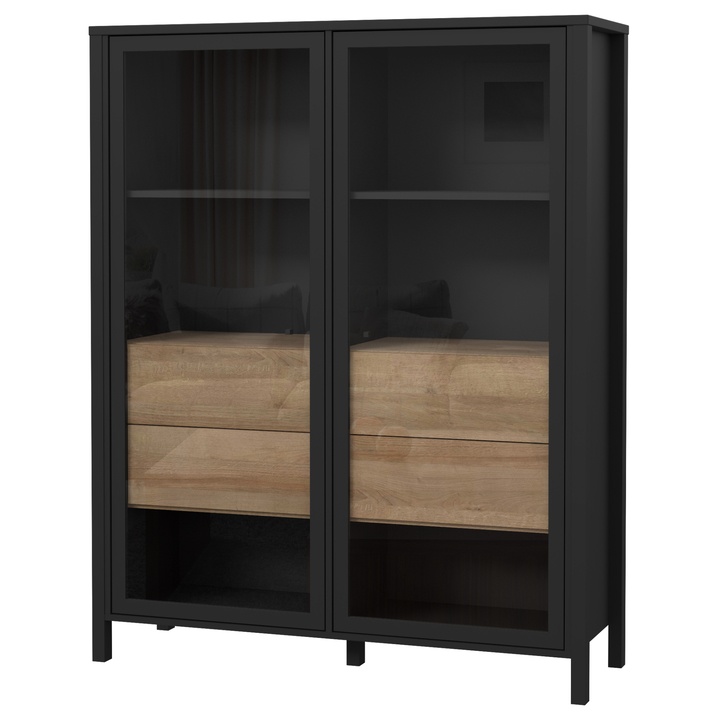 Vitrína HIGH ROCK 7 čierna/dub riviéra 1