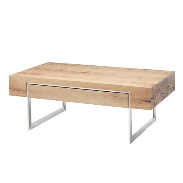 Konferenčný stolík HINCKLEY dub/nehrdzavejúca oceľ 1