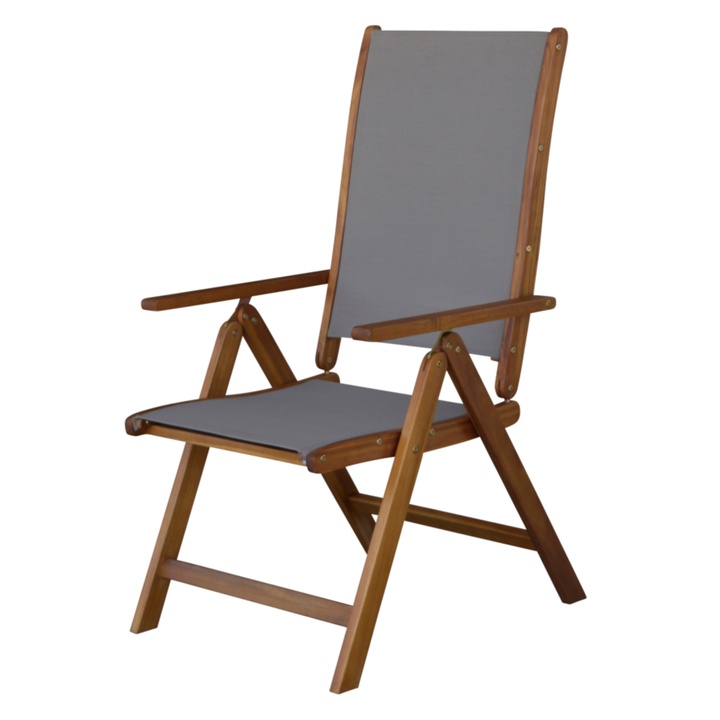 Záhradná stolička HOLSTEIN teak/sivá 1