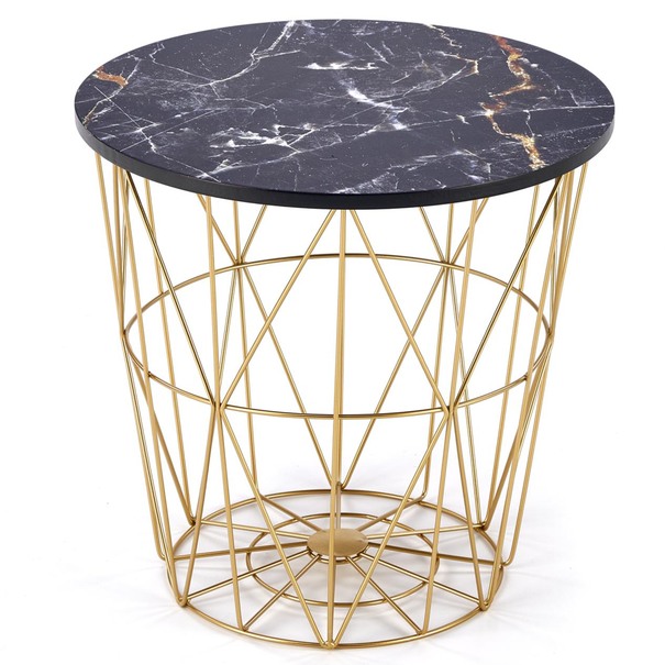 Prístavný stolík HORASSO 2 čierny mramor/zlatá 1