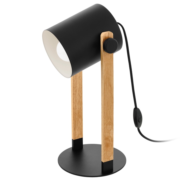 Stolná lampa HORNWOOD čierny kov/svetlé drevo 1