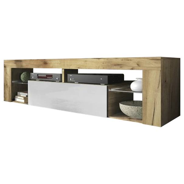 TV stolík HUGO dub wotan/biela lesklá, 140 cm 1