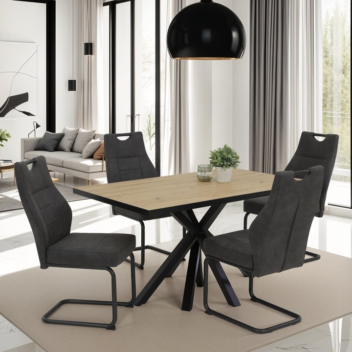 Jedálenská zostava IDZI dub artisan/antracitová 1