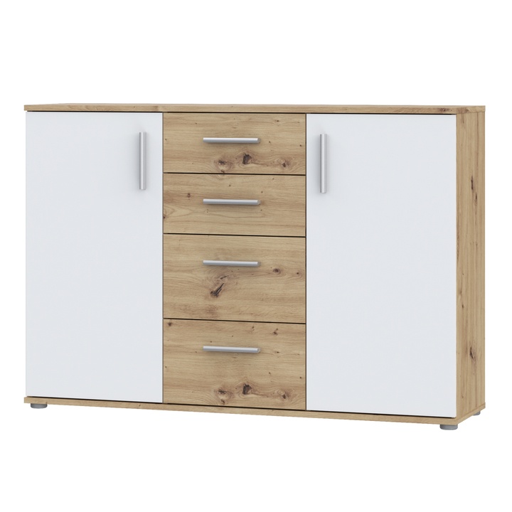 Komoda IKOLI 4 biela/dub artisan 1