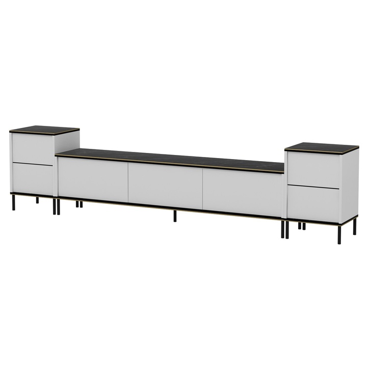 Obývacia stena IMAJ 2 biela/čierny mramor 1