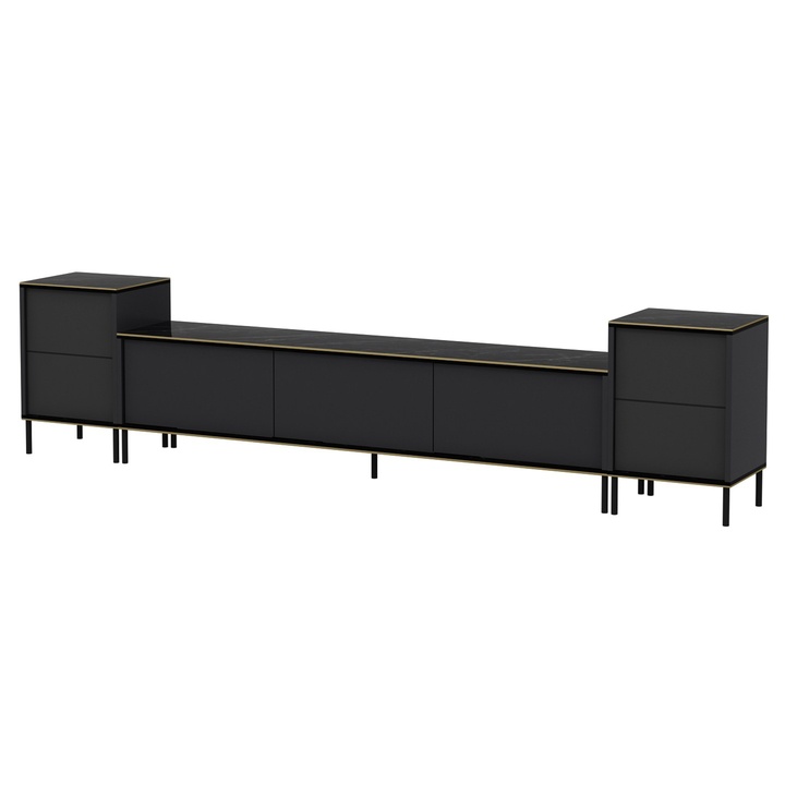 Obývacia stena IMAJ 2 antracitová/čierny mramor 1