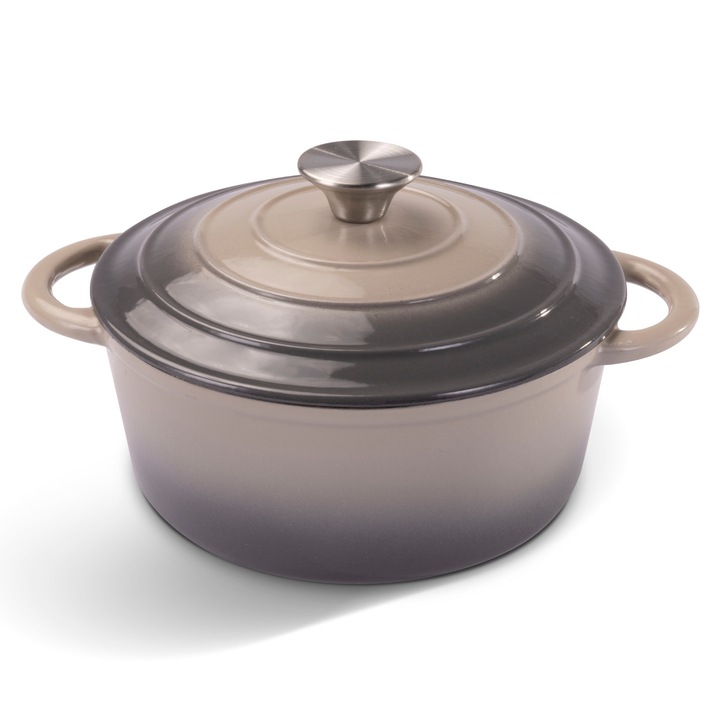 Liatinový hrniec IRON béžovo-sivá, priemer 22 cm 1