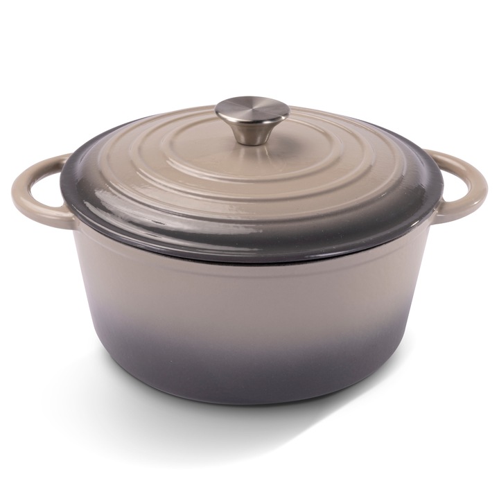 Liatinový hrniec IRON béžovo-sivá, priemer 26 cm 1