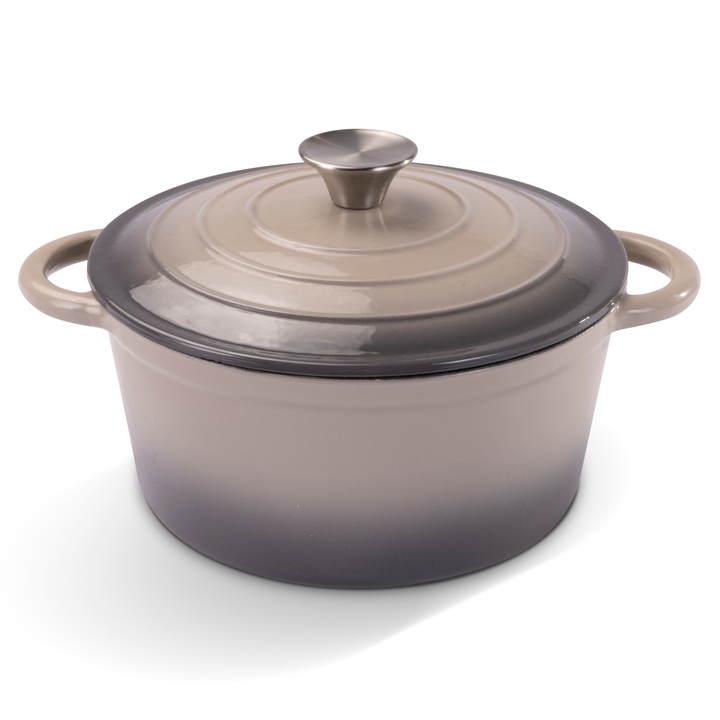 Liatinový hrniec IRON béžovo-sivá, priemer 24 cm 1
