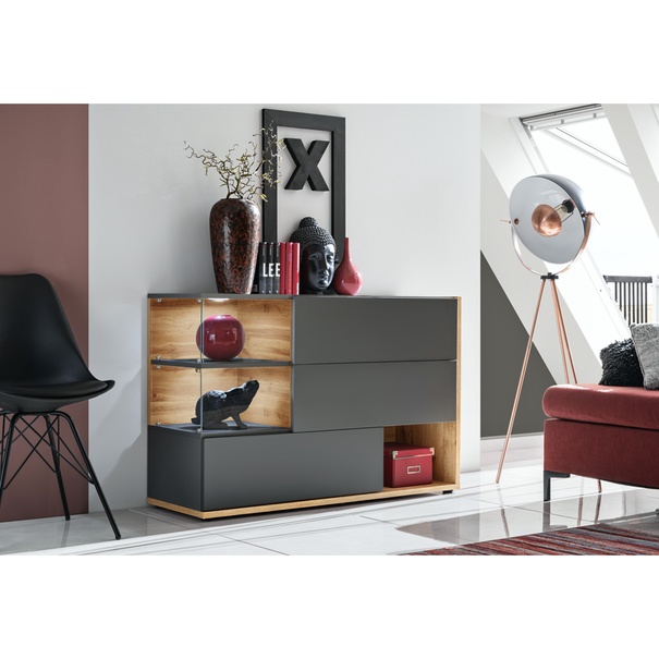 Komoda JAMIL dub wotan/antracitová 1